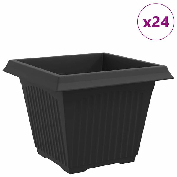 vidaXL Pot de Fleurs Carr&eacute; 24 pcs Noir 43 x 43 x 33,5 cm Plastique