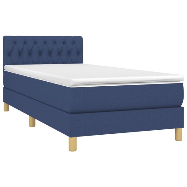 vidaXL Sommier &agrave; lattes de lit avec matelas Bleu 90x200 cm Tissu