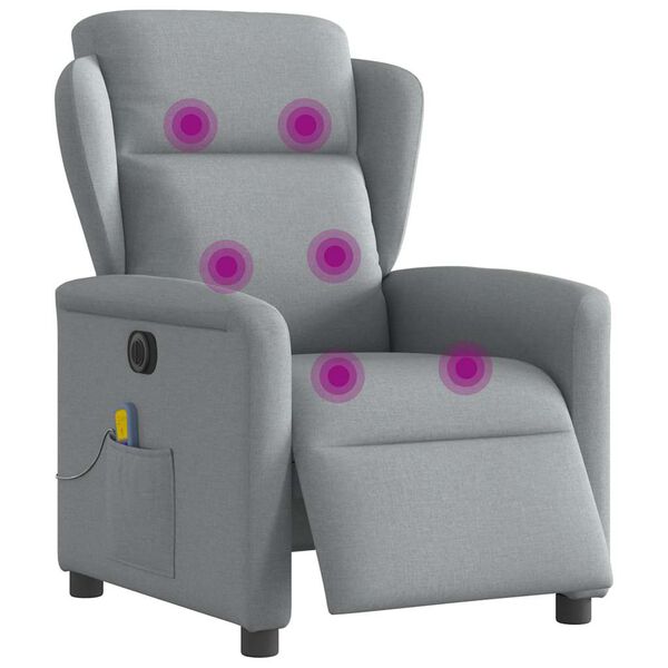 vidaXL Fauteuil de massage inclinable électrique gris clair tissu