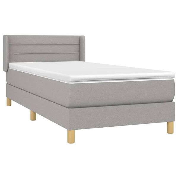 vidaXL Sommier &agrave; lattes de lit avec matelas Gris clair 90x200 cm Tissu