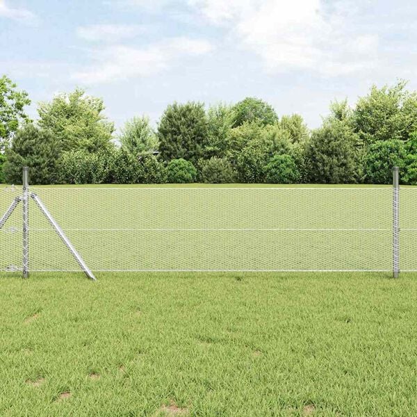 vidaXL Cl&ocirc;ture hexagonale Argent&eacute; 0,6 x 25 m Acier galvanis&eacute;