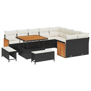 vidaXL Ensemble de canap&eacute; de jardin 13 pcs Noir et Cr&egrave;me polyrotin