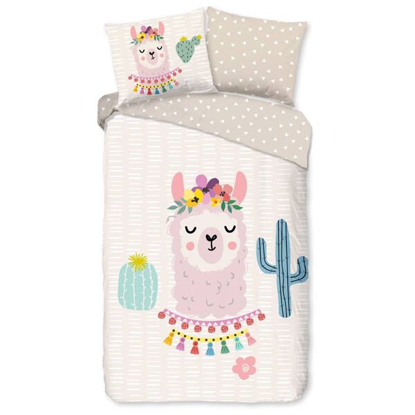 Good Morning Housse de couette enfant LLAMA 140x200/220 cm Multicolore