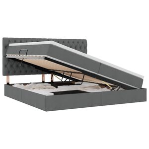 vidaXL Lit avec rangement et matelas Gris fonc&eacute; 200 x 200 cm Polyester