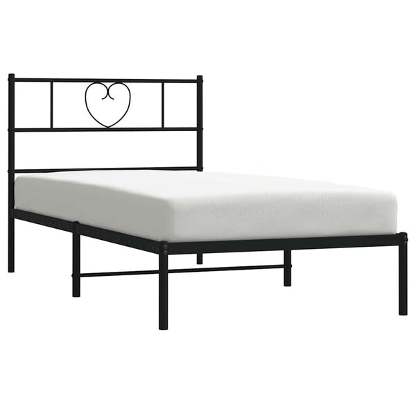 vidaXL Cadre de lit métal sans matelas avec tête de lit noir 100x190cm