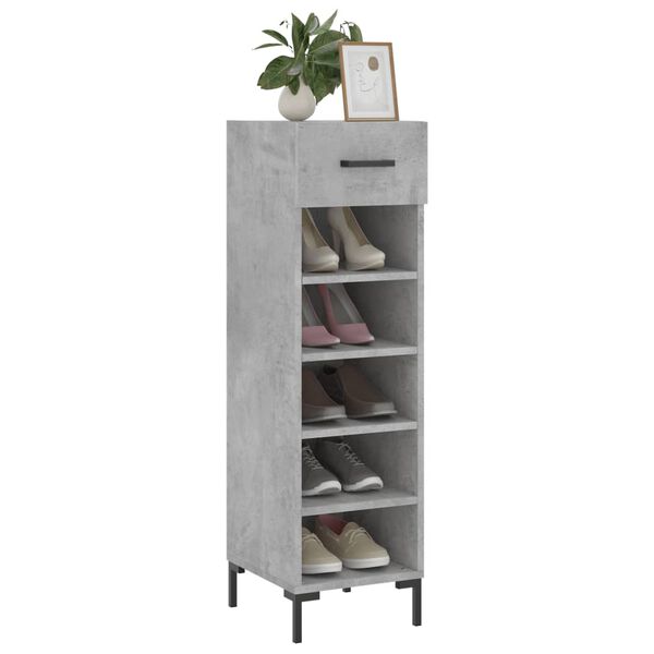 vidaXL Armoire &agrave; chaussures gris b&eacute;ton 30x35x105 cm bois d'ing&eacute;nierie