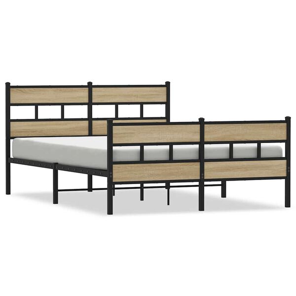 vidaXL Cadre de lit en m&eacute;tal sans matelas ch&ecirc;ne sonoma 140x190 cm