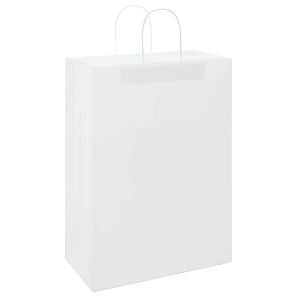 vidaXL Sacs en papier 50 pcs avec poign&eacute;es blanc 32x17x44 cm