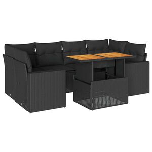 vidaXL Salon de jardin 7 pcs avec coussins noir r&eacute;sine tress&eacute;e