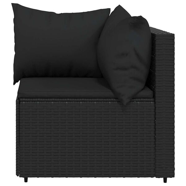 vidaXL Canap&eacute;s d'angle de jardin et coussins 2pcs Noir R&eacute;sine tress&eacute;e
