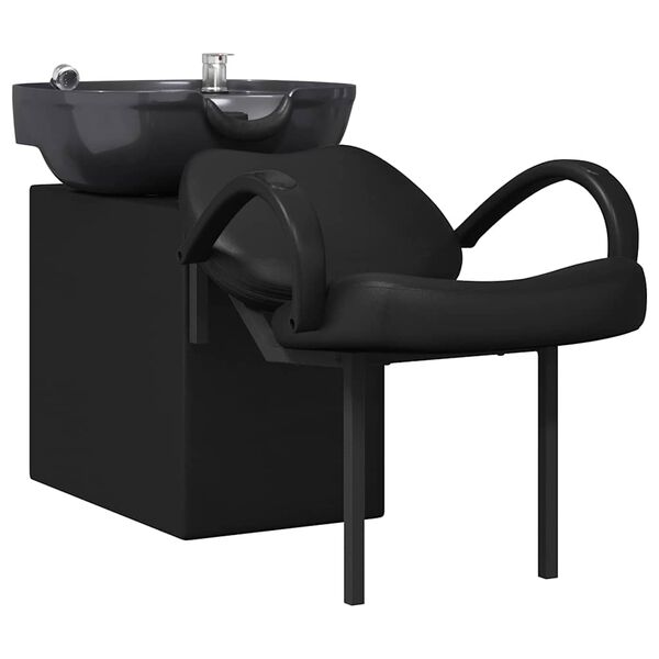 vidaXL Fauteuil de shampooing Noir 63 x 141 x 92 cm PVC