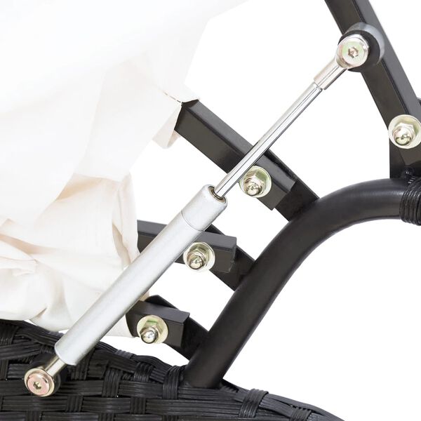 vidaXL Chaise longue de jardin avec auvent Résine tressée Noir