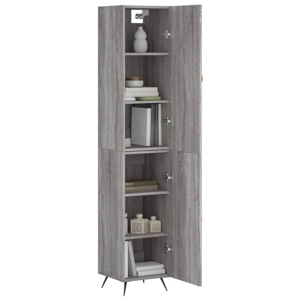 vidaXL Buffet haut Sonoma gris 34,5x34x180 cm Bois d'ing&eacute;nierie