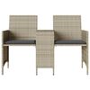 vidaXL Canapé de jardin 2 places avec table tabourets gris clair rotin