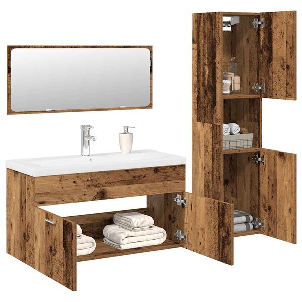 vidaXL Ensemble de meubles salle de bain 4 pcs bois d'ing&eacute;nierie