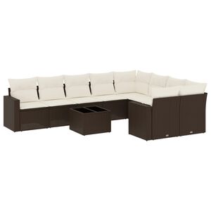 vidaXL Salon de jardin 10 pcs avec coussins marron r&eacute;sine tress&eacute;e