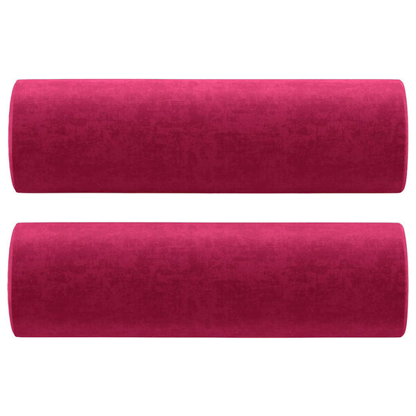 vidaXL Coussins décoratifs lot de 2 Rouge bordeaux Ø15x50 cm Velours
