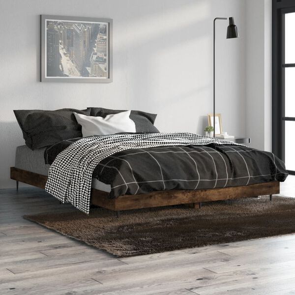vidaXL Cadre de lit sans matelas ch&ecirc;ne fum&eacute; 140x190 cm bois ing&eacute;nierie