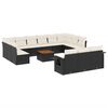 vidaXL Salon de jardin avec coussins 14 pcs noir r&eacute;sine tress&eacute;e