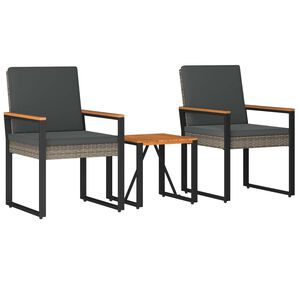 vidaXL Ensemble de meubles d'ext&eacute;rieur 3 pcs Gris et Gris fonc&eacute;