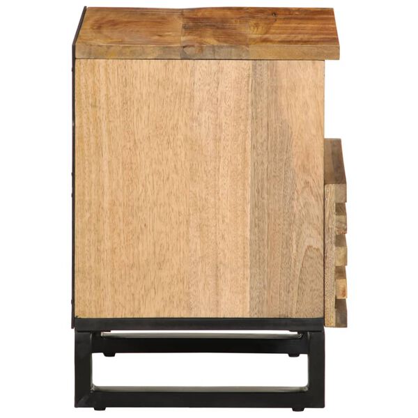 vidaXL Table de chevet 40x34x46 cm bois de manguier massif brut
