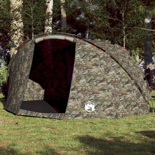 vidaXL Tente de p&ecirc;che 5 personnes camouflage imperm&eacute;able
