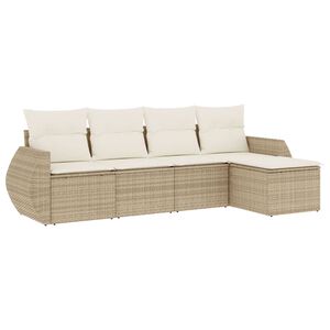 vidaXL Salon de jardin avec coussins 5 pcs beige r&eacute;sine tress&eacute;e