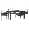 vidaXL Ensemble de salle &agrave; manger pour jardin 5 pcs Marron et Noir