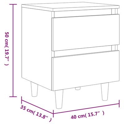 vidaXL Tables de chevet pieds en pin 2 pcs Gris béton 40x35x50 cm