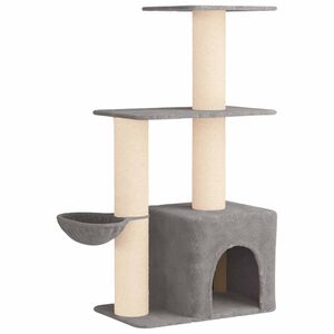 vidaXL Arbre &agrave; chat avec poteaux &agrave; griffer en sisal Gris clair 133 cm