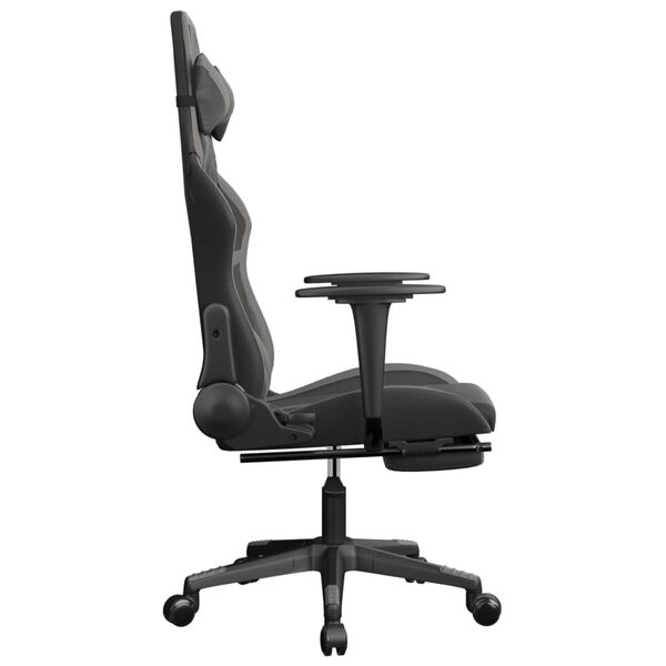 vidaXL Chaise de jeu avec repose-pied Noir et gris Similicuir