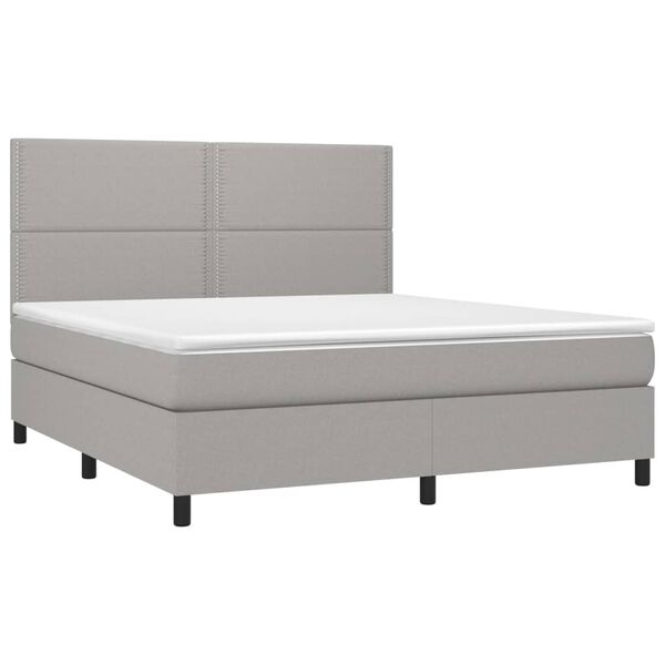 vidaXL Sommier &agrave; lattes de lit et matelas et LED Gris clair 180x200 cm