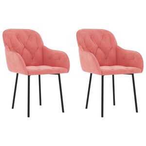 vidaXL Chaises &agrave; manger lot de 2 Rose Velours