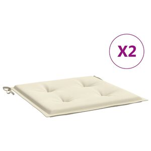 vidaXL Coussins de chaise de jardin lot de 2 cr&egrave;me 50x50x4 cm