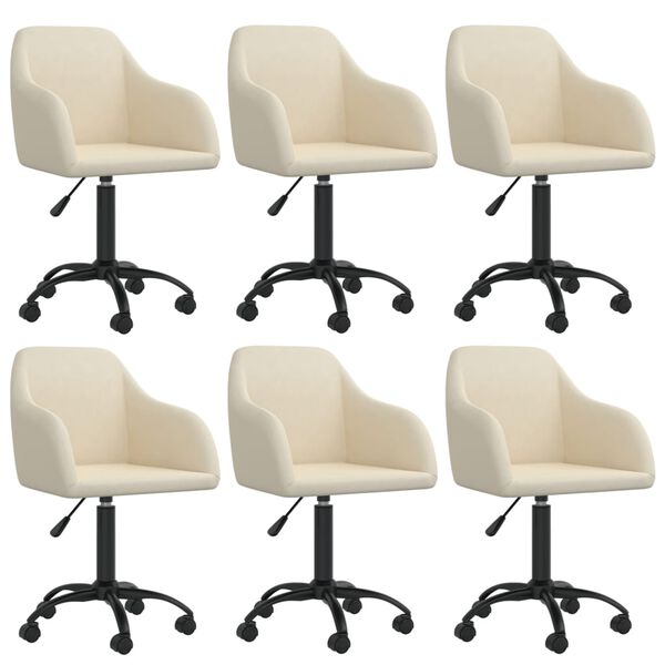 vidaXL Chaises pivotantes &agrave; manger lot de 6 cr&egrave;me velours