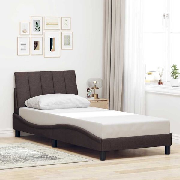 vidaXL Cadre de lit sans matelas Hanko marron fonc&eacute; 80x200 cm tissu