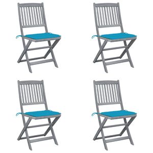 vidaXL Chaises pliables d'ext&eacute;rieur lot de 4 et coussins Bois d'acacia