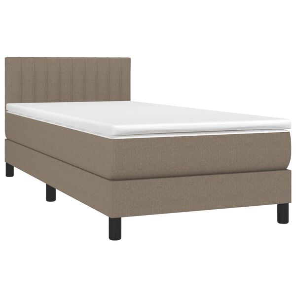 vidaXL Sommier &agrave; lattes de lit avec matelas Taupe 90x200 cm Tissu