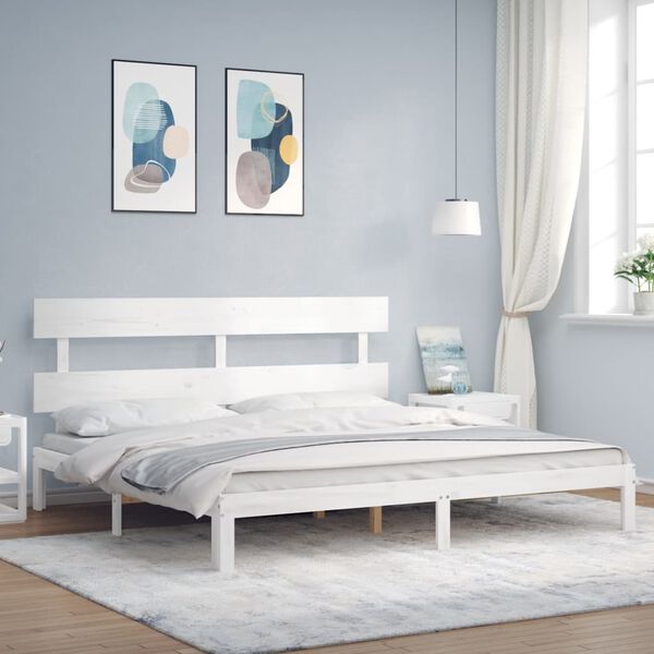 vidaXL Cadre de lit sans matelas blanc 200x200 cm bois massif de pin