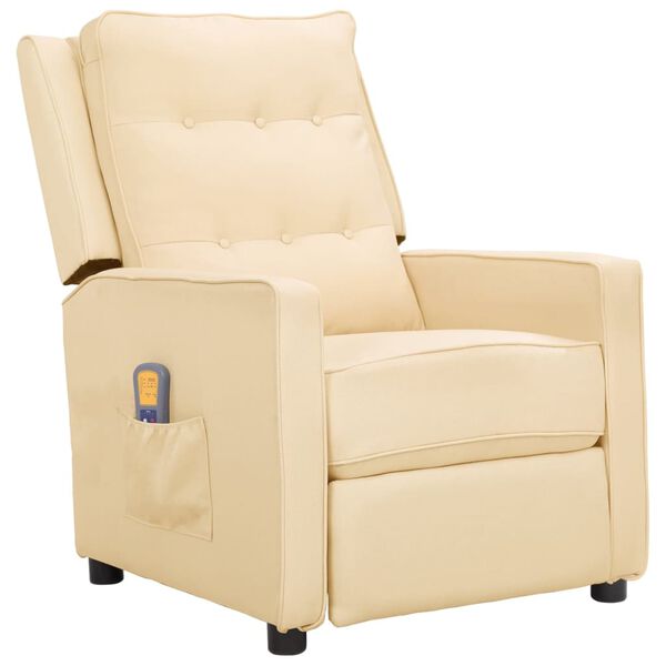 vidaXL Fauteuil de massage Cr&egrave;me Tissu