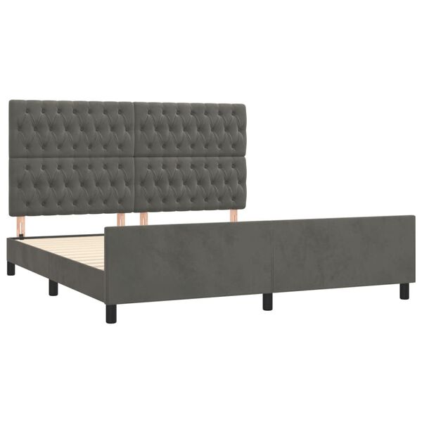 vidaXL Cadre de lit sans matelas gris fonc&eacute; velours