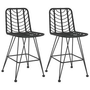 vidaXL Tabourets de bar lot de 2 Noir R&eacute;sine tress&eacute;e et acier
