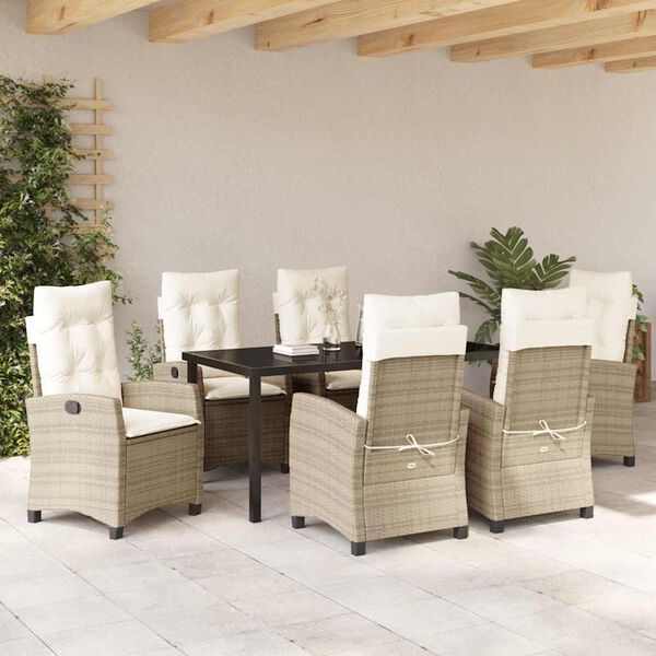 vidaXL Ensemble de salle &agrave; manger pour jardin 7 pcs Beige polyrotin