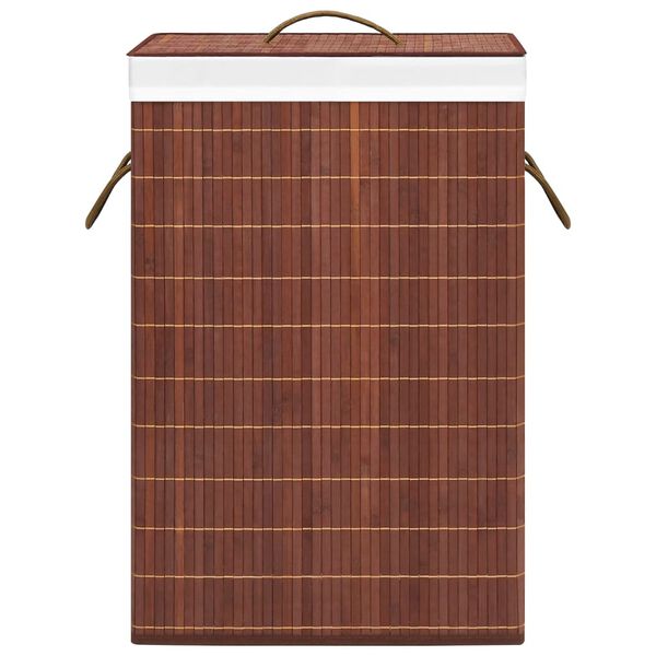 vidaXL Panier &agrave; linge avec 2 sections bambou marron 72 L