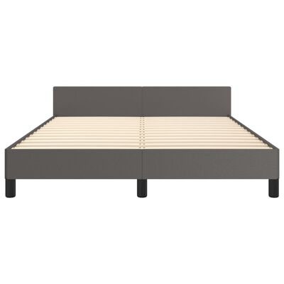 vidaXL Cadre de lit avec tête de lit sans matelas gris 140x190 cm