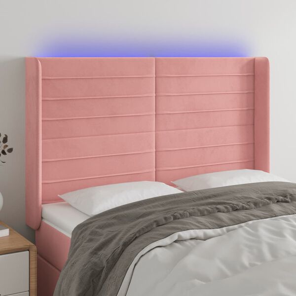 vidaXL T&ecirc;te de lit &agrave; LED Rose 147x16x118/128 cm Velours