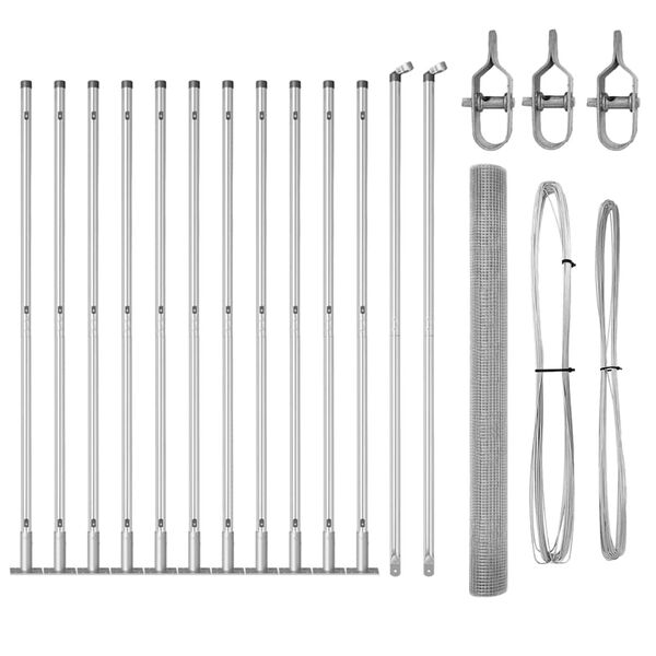 vidaXL Poteau de cl&ocirc;ture. Argent&eacute; 25 x 1,6 m (maillage 12 x 12 mm)