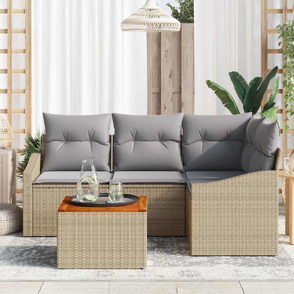 vidaXL Ensemble de canap&eacute; de jardin 5 pcs Beige et Gris clair