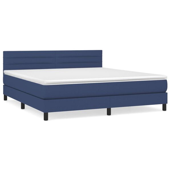 vidaXL Sommier &agrave; lattes de lit avec matelas Bleu 160x200 cm Tissu