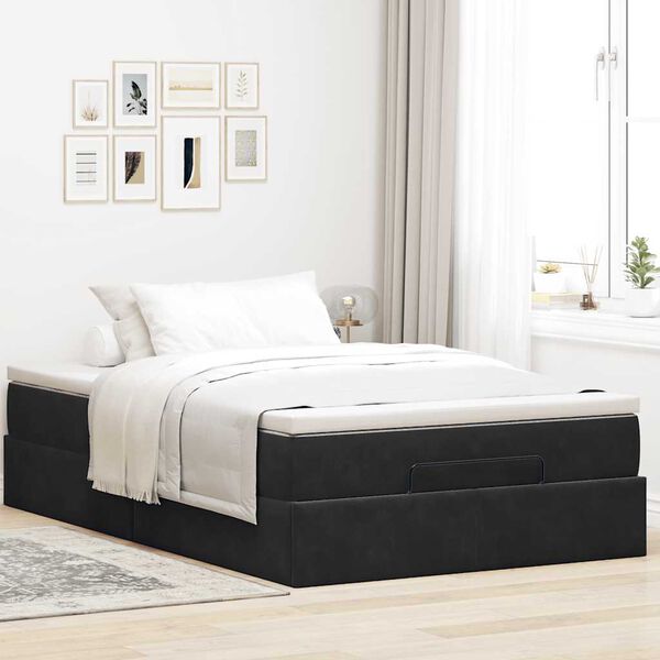 vidaXL Cadre de lit ottoman avec matelas noir 120x200 cm velours